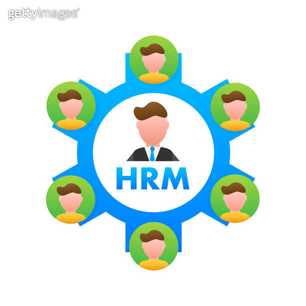 HRM Human Resource Management icon, label badge. Vector stock ...