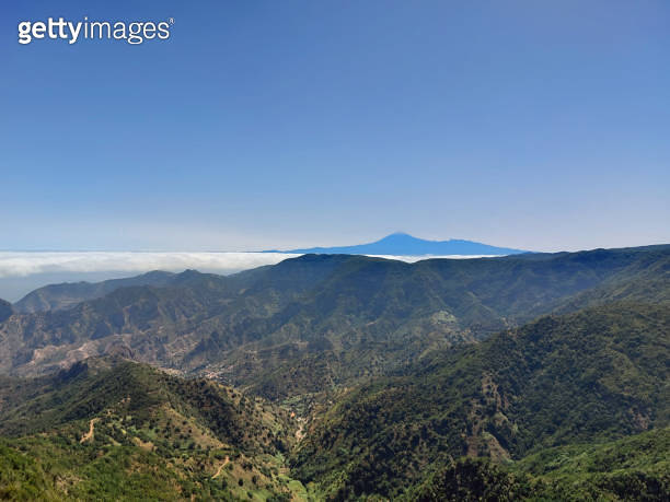 Spectacular landscape of the Teide Volcano with clouds and volcanic ...