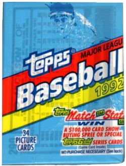 1992 BASEBALL -  TOPPS - CELLO PACK