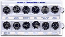 25-CENT -  NEW MILLENIUM'S 12-COMMEMORATIVE 25-CENT SET (CIRCULATED) -  2000 CANADIAN COINS