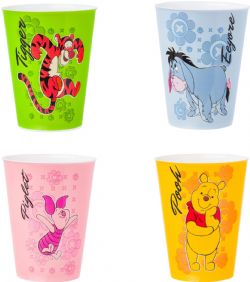 DISNEY -  PLASTIC SHOT GLASS SET -  WINNIE THE POOH