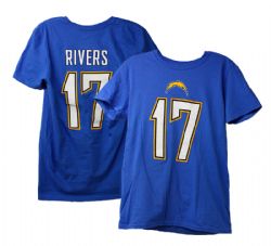 LOS ANGELES CHARGERS -  PHILIP RIVERS #17 T-SHIRT - BLUE (MEDIUM)