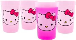 SANRIO -  HELLO KITTY - COLOUR CHANGING PLASTIC CUP - SET OF 4 (15 OZ)