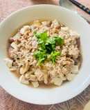 Steamed Tofu with minced pork and eggplant