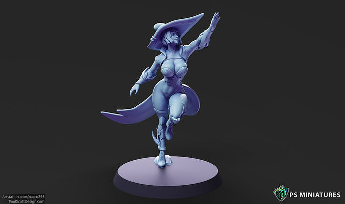 Arcane Witch Pose 2 - 4 Variants and Pinup 3D print model