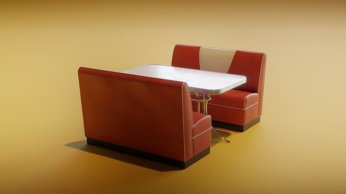 Retro Diner Booth Low-poly 3D model