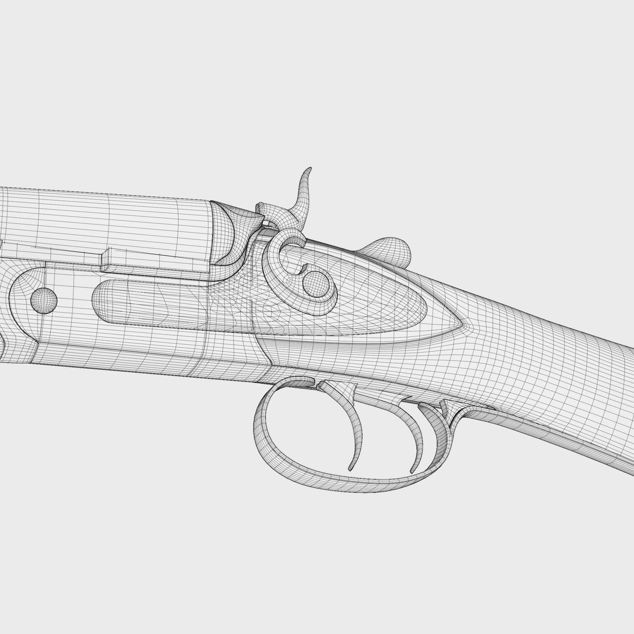 3D model Double Barreled Shotgun - External hammers VR / AR / low-poly ...