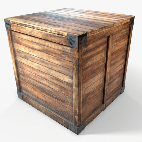 Wooden Crate Game Ready PBR Textures Low Poly Low-poly 3D model