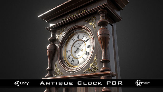 Antique Victorian Clock Low-poly 3D model