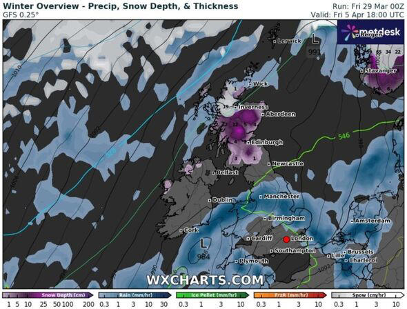 UK weather maps show Britain hammered by 96 hours of non-stop snow