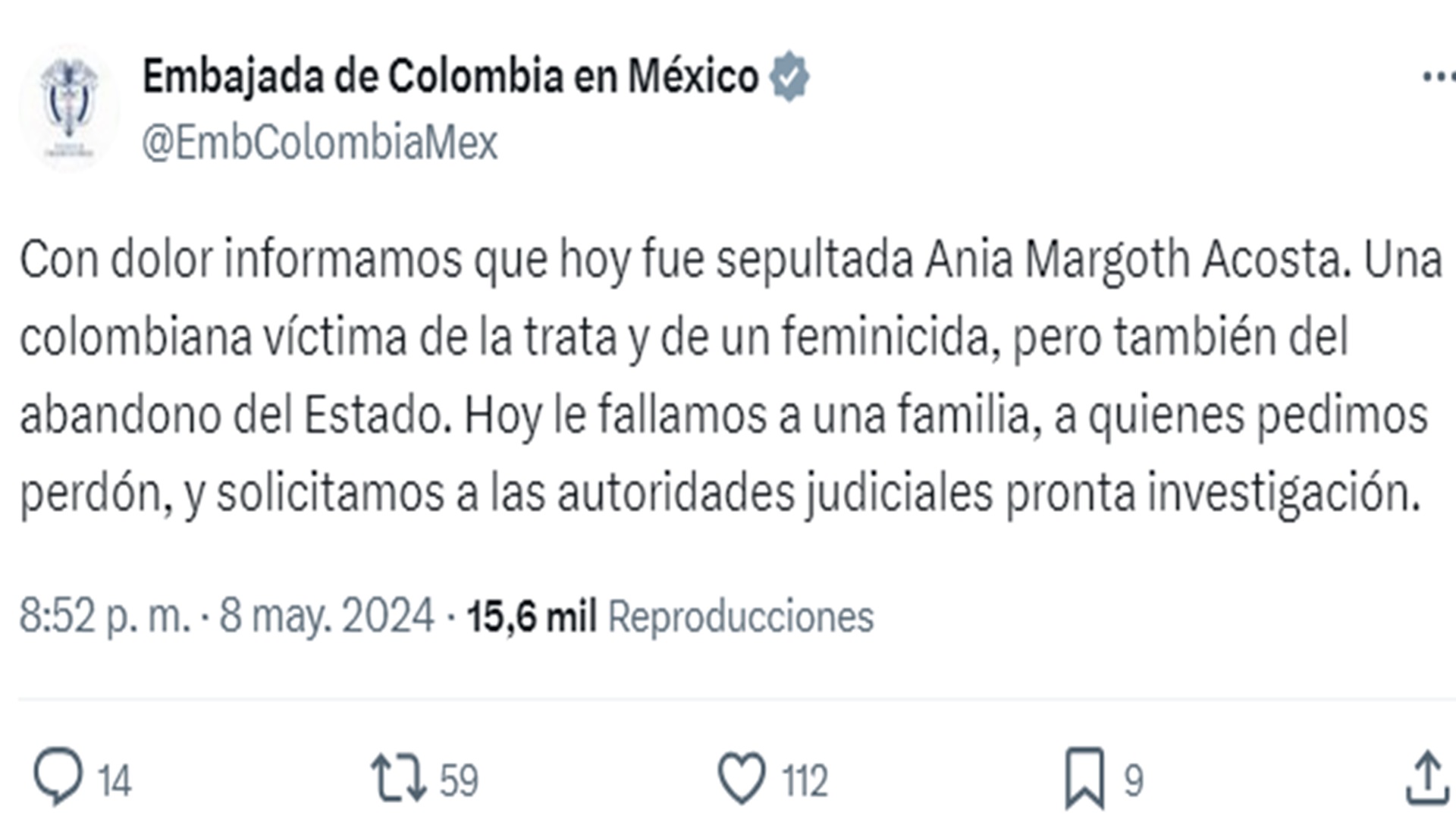 El feminicidio en México de la actriz colombiana Ania Margoth Acosta