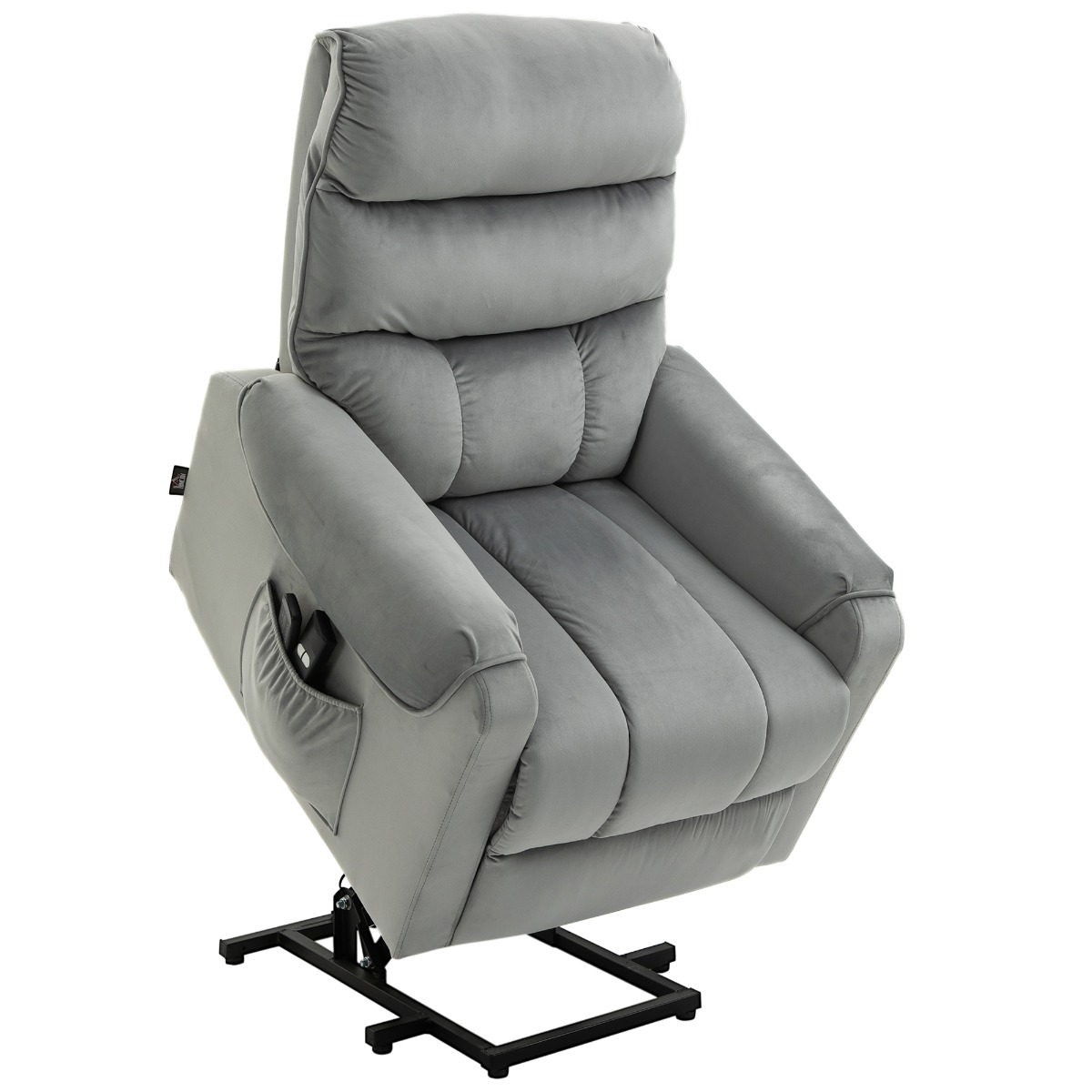 HOMCOM Velvet Power Lift Recliner: Grey Massage Chair with Remote ...