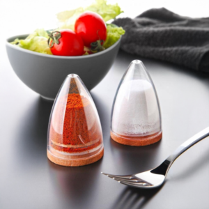 Kitchen Life 2 li Lux Ahşap Altlıklı Silikon Kapaklı Damla Baharatlık 80 ml