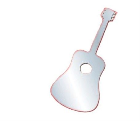 Aynalı Duvar Süsü (Sticker) Gitar Şekilli 34x15x0,6cm