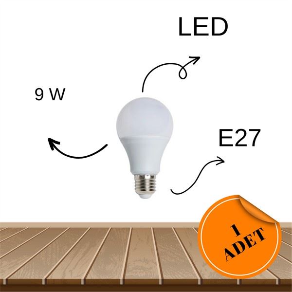 MHK Collection 9w (60W) Beyaz Işık Led Ampul E27 Normal Duy