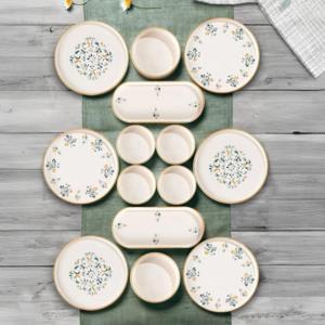 Kitchen Life 14-delige D-Harma stapelbare ontbijtset voor 6 personen Luxe ontbijtpresentatieset bord