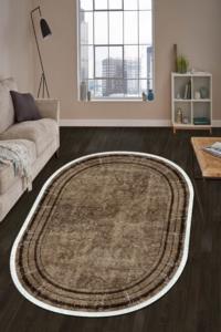 Milano Halı Dot Oval Kaymaz Yıkanabilir Halı HT-974-Kahve