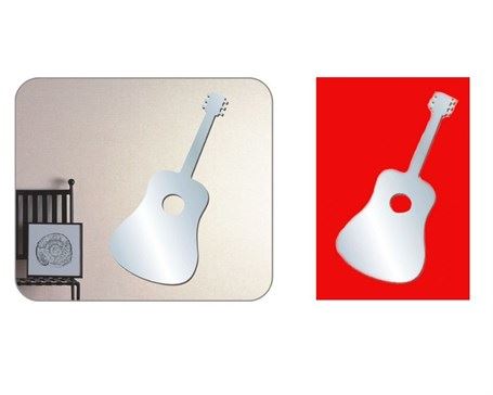 Aynalı Duvar Süsü (Sticker) Gitar Şekilli 34x15x0,6cm