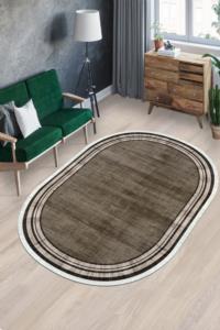 Milano Halı Dot Oval Kaymaz Yıkanabilir Halı HY-1244 Kahve