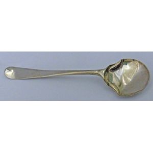 An English sterling silver condiments shovel shaped spoon by Hester Bateman C 1790. It only has the lion passant and her...