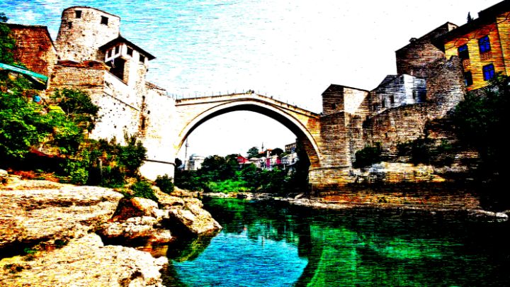 Mostar Bridge digital Art - WallArtOfMio