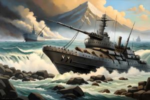 Naval War Oil Painting Style