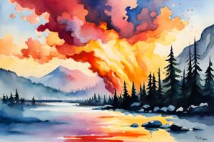 Watercolor explosion on mountain