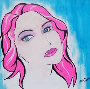 Girl with pink hair