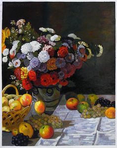 Flowers and Fruits Monet Painting