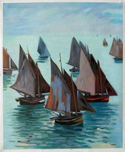 Fishing Boats, Calm Sea Monet art