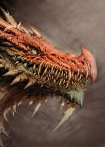 Red Feathery Dragon Portrait