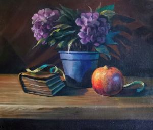 Still life with hydrangeas - Sergey Lesnikov art