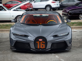 Front of Grey Bugatti Chiron at Cold Brewed Cars & Coffee in Lisle, IL