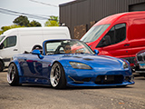 Dropped Blue Honda S2000 leaving Chicago Auto Pros Glenview