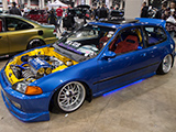 Blue Honda Civic hatchback