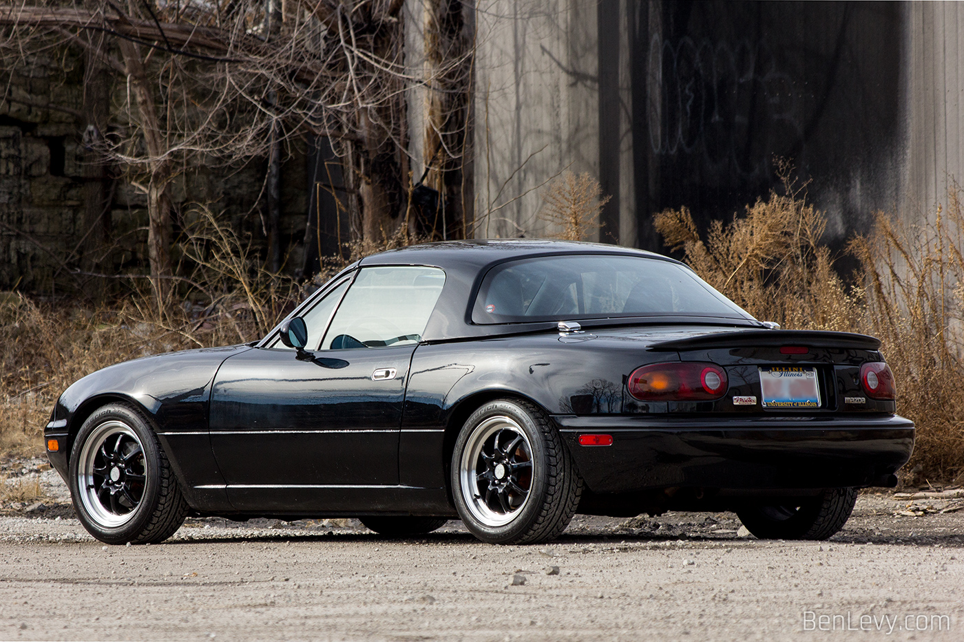 NA Mazda Miata with black hardtop