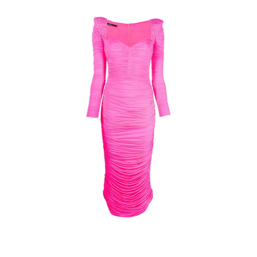 ALEX PERRY PINK STANTON RUCHED MIDI DRESS,D85418056022