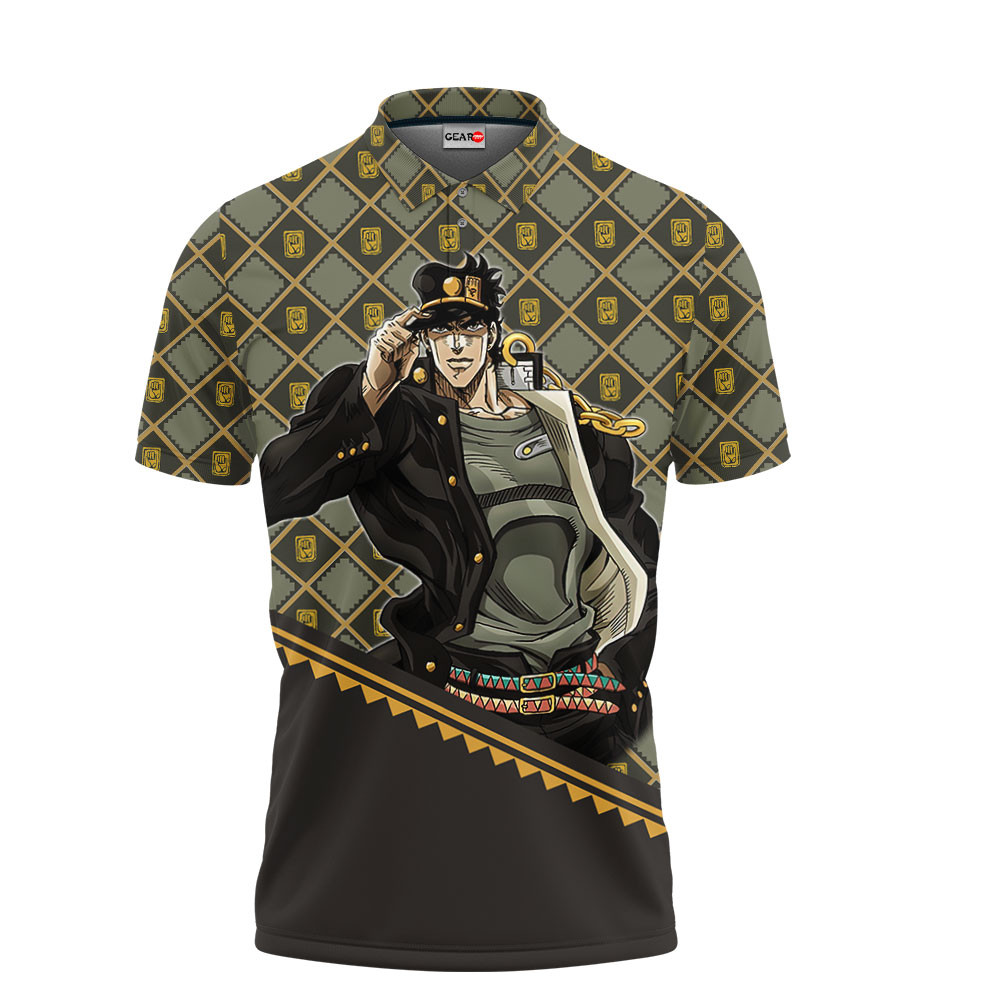 Jotaro Kujo Polo Shirts JJBA Custom Anime Merch Clothes - Gear Otaku