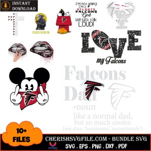 10 Files Team Atlanta Falcons Football Mickey Logo Bundle SVG