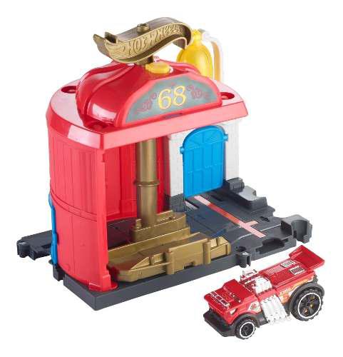 Hot wheels city downtown fire station spinout playset