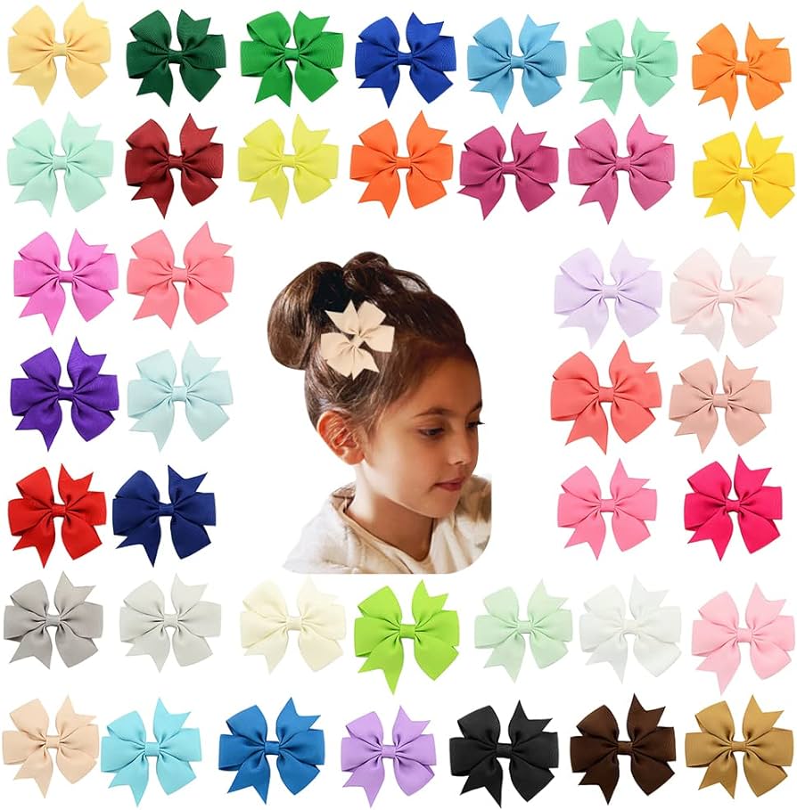 Pack of 40 Baby Girls Hair Bows Clips Hair Clip Girls Baby Hair Clips ...