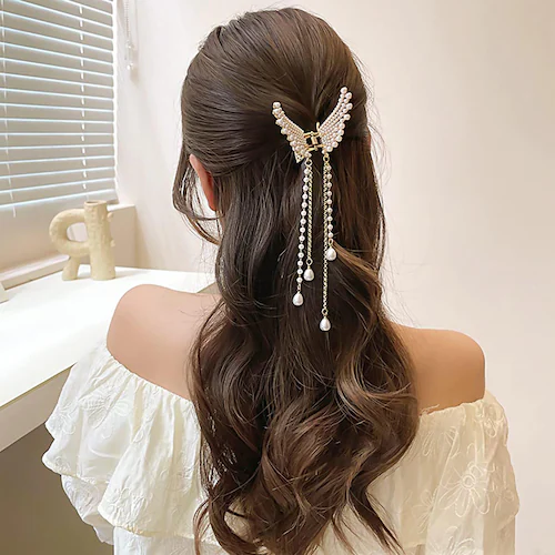 HONBON Pearl Hair Clips For Girls & women Claw Clip Butterfly Hair ...