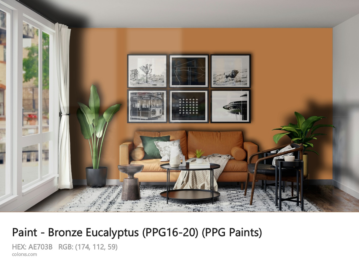 PPG Paints Bronze Eucalyptus (PPG16-20) Paint modern minimalist living room interior