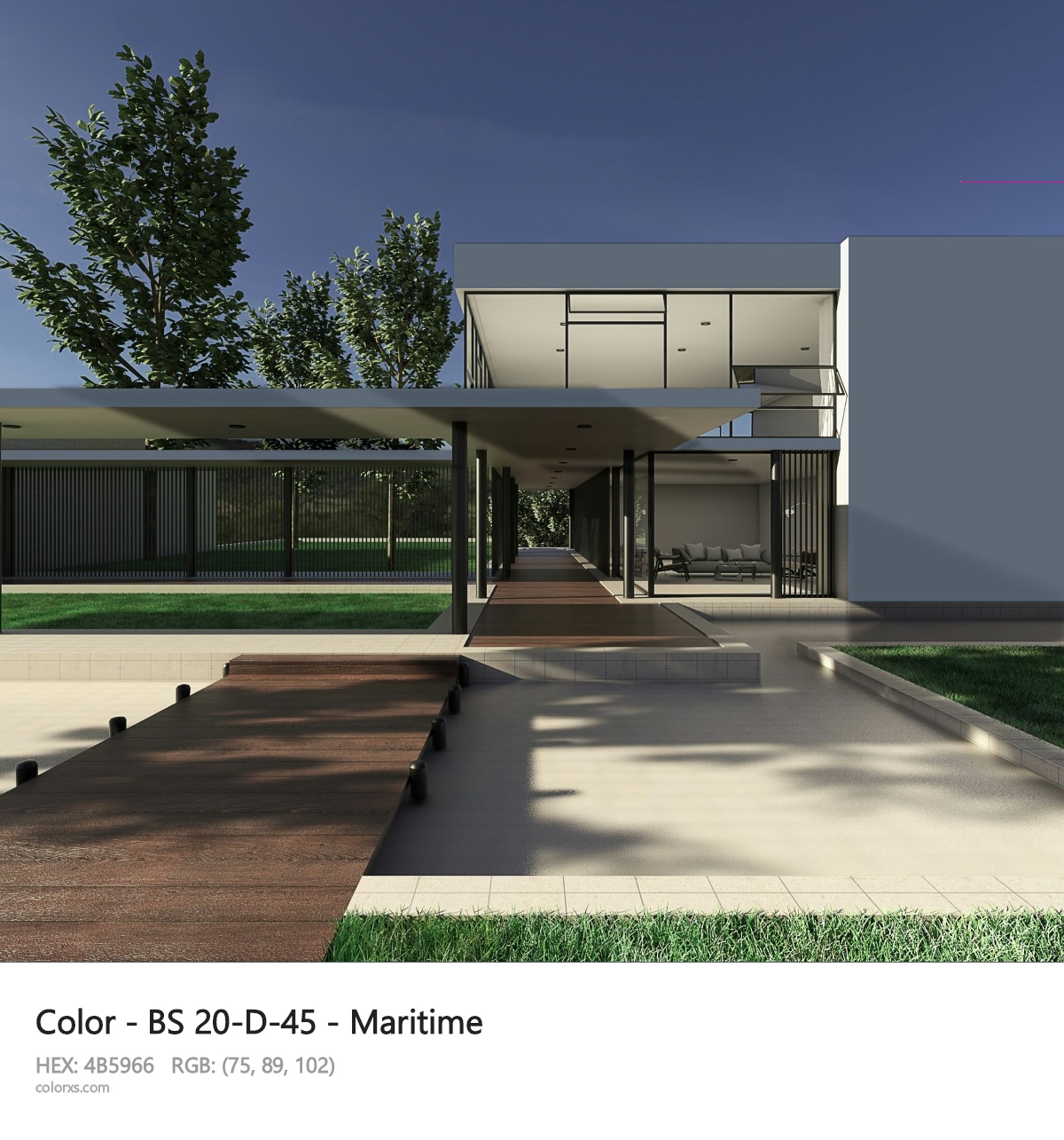 BS 20-D-45 - Maritime CMS exterior design modern house with walkway