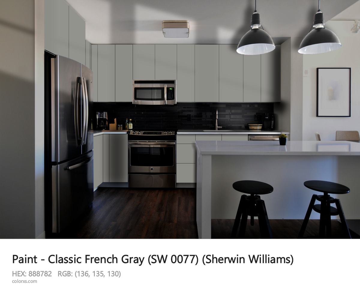 Sherwin Williams Classic French Gray (SW 0077) Paint modular kitchen design