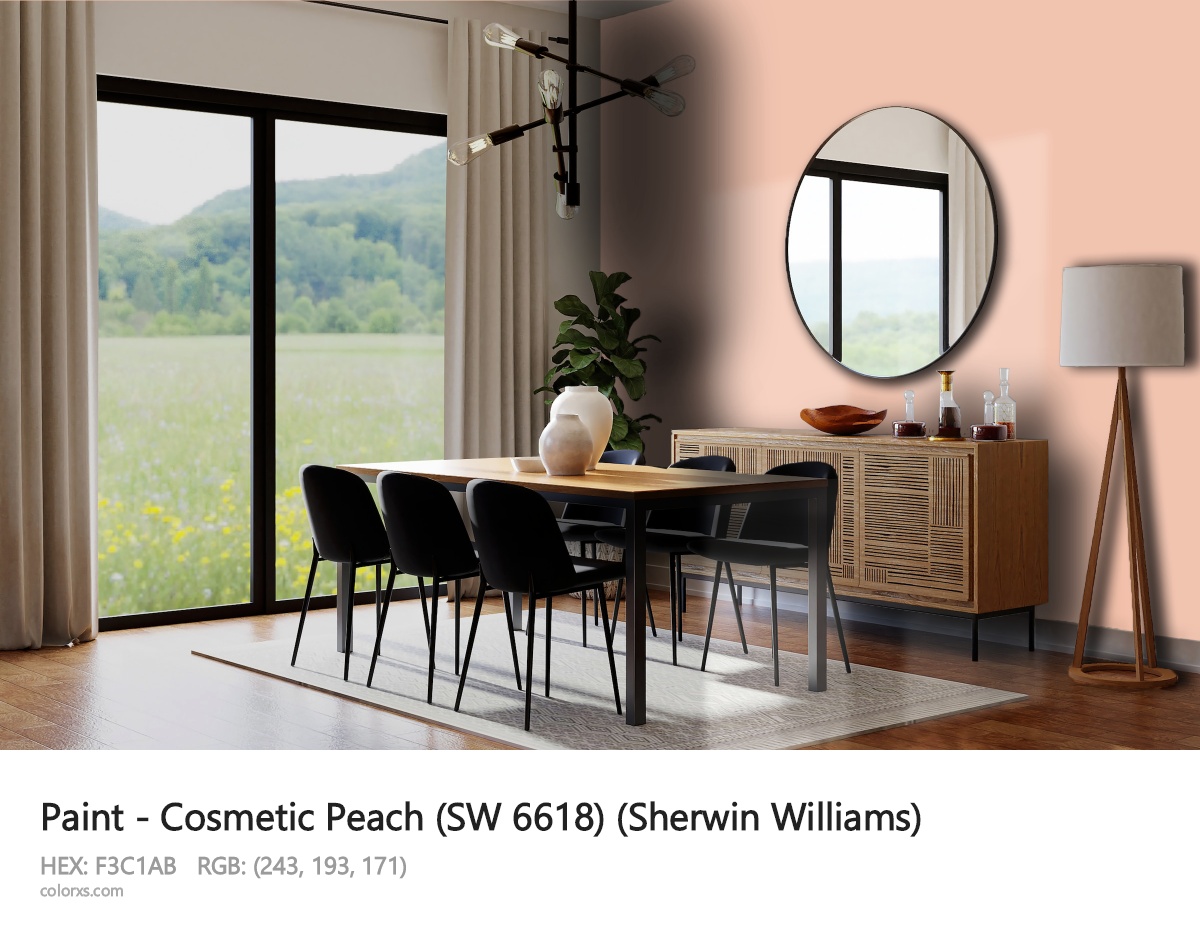 Sherwin Williams Cosmetic Peach (SW 6618) Paint dining room design