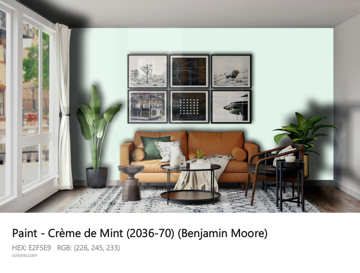 Benjamin Moore Crème de Mint (2036-70) Paint modern minimalist living room interior