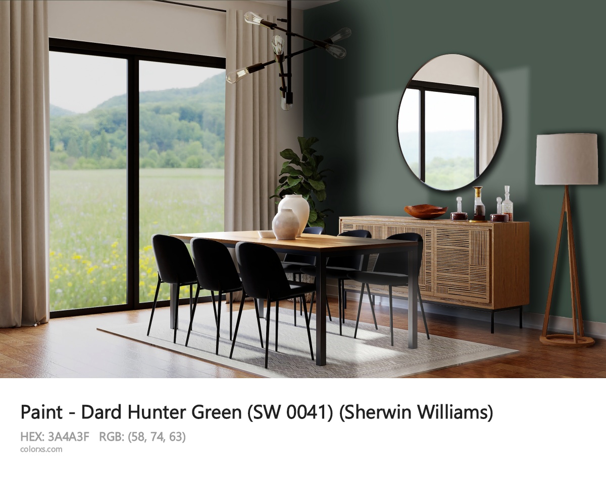 Sherwin Williams Dard Hunter Green (SW 0041) Paint dining room design