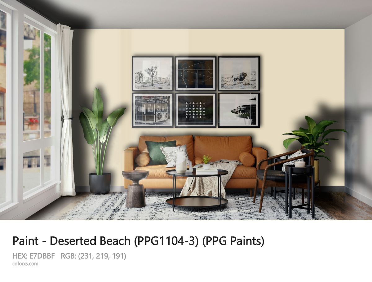 PPG Paints Deserted Beach (PPG1104-3) Paint modern minimalist living room interior