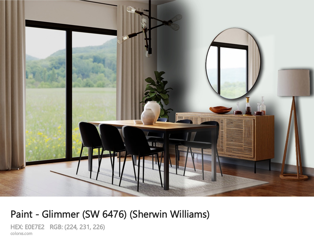 Sherwin Williams Glimmer (SW 6476) Paint dining room design